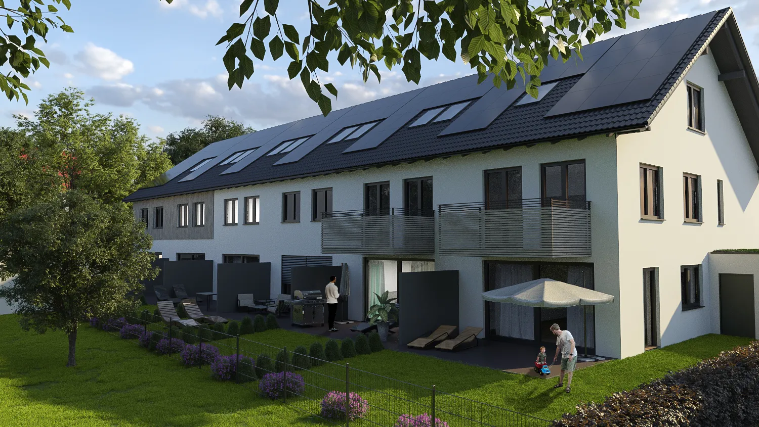 Außenvisualisierung einer Reihenhausanlage